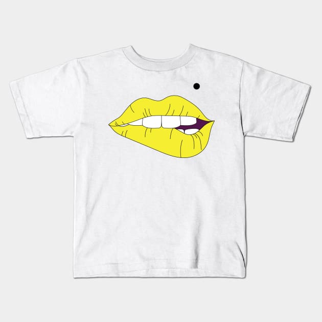 Ga Lips Yellow kiss Kids T-Shirt by OH Lucky